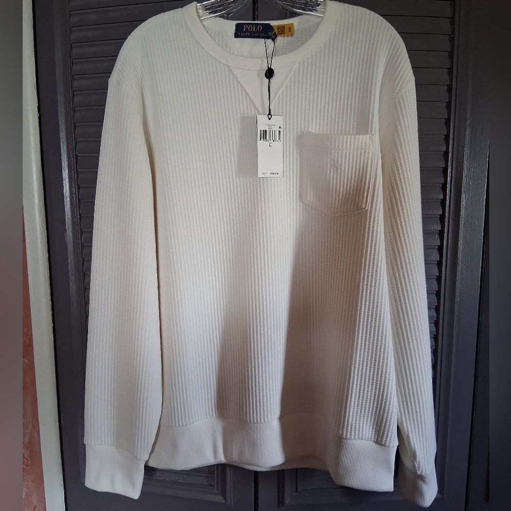 POLO RALPH LAUREN WAFFLE KNIT PULLOVER NWT. LARGE